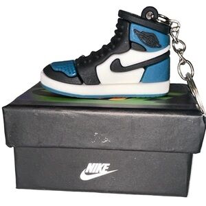 Air Jordan 1 High Top Nike Key Chain/ Bag Charm Teal/White/Black Comes w/box